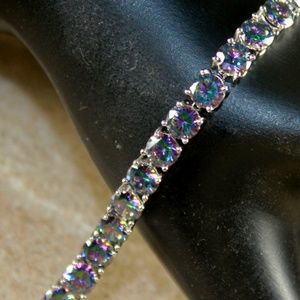 Mystic Rainbow Topaz Round Bracelet Girls Woman